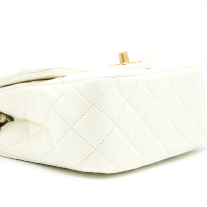 Chanel 22C Pearl Crush Mini Square Flap Bag Lambskin White