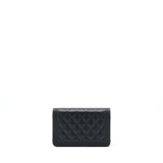 Chanel Boy Wallet On Chain Caviar Black L