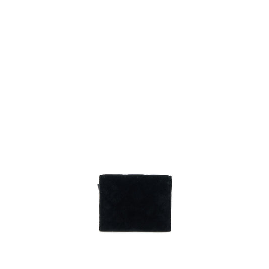Chanel Flap Card Holder Giant CC Logo Velvet Black L
