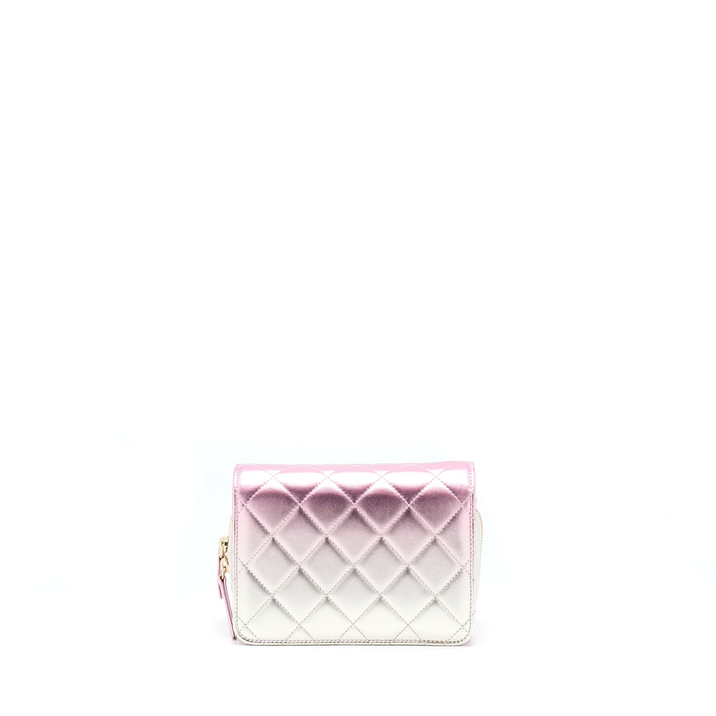 Chanel 21P Crossbody Flap Bag Lambskin Iridescent Pink L