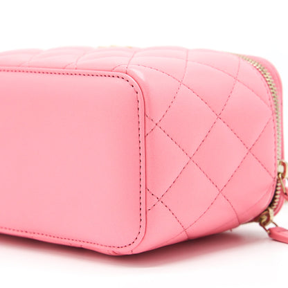 Chanel 22S Pearl Crush Long Vanity With Chain Lambskin Pink