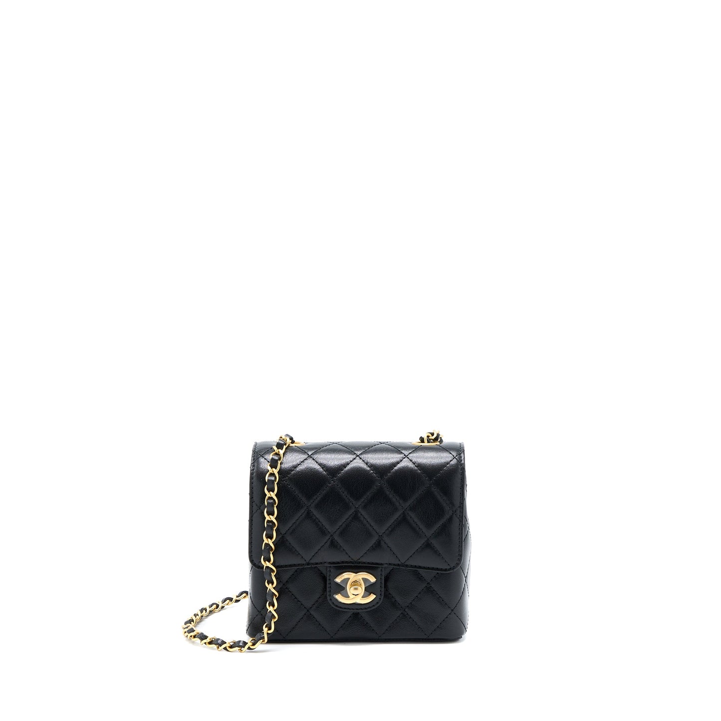 Chanel 22K Retro Classic New Square Mini Flap Bag Goatskin Black  (Microchip)