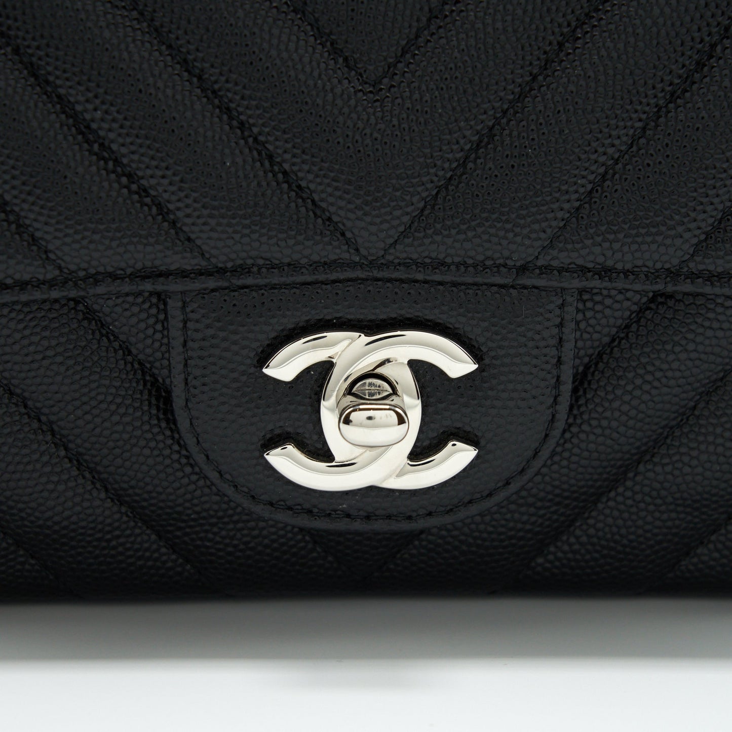 Chanel Chevron Mini Rectangular Flap Bag Caviar Black