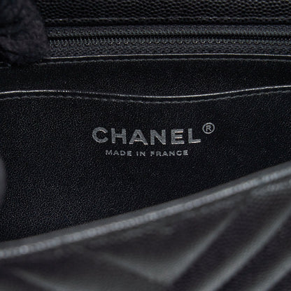 Chanel Chevron Mini Rectangular Flap Bag Caviar Black