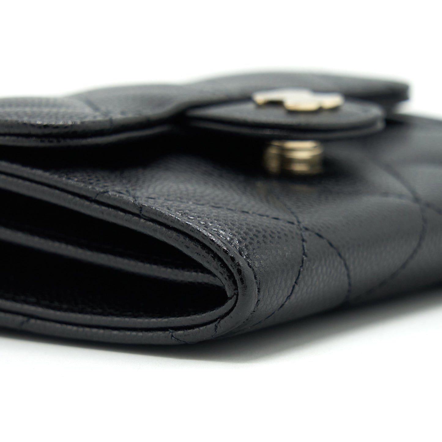 Chanel Mini Flap Card Holder With Chain Caviar Black L