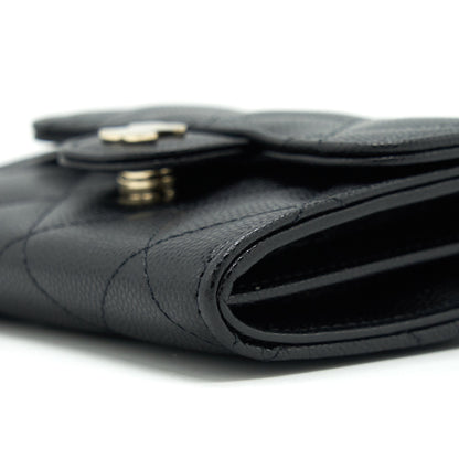Chanel Mini Flap Card Holder With Chain Caviar Black L