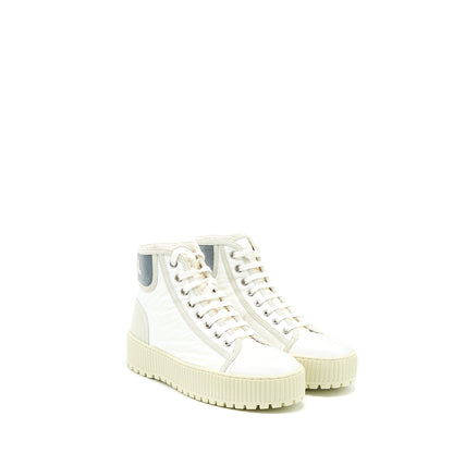 Chanel Size 36.5 High top Sneaker Suede/Fabric White/Light Grey