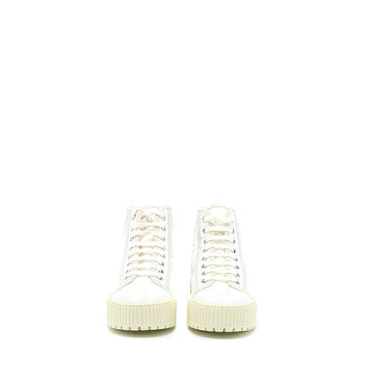 Chanel Size 36.5 High top Sneaker Suede/Fabric White/Light Grey