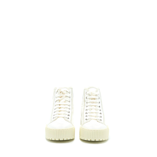 Chanel Size 36.5 High top Sneaker Suede/Fabric White/Light Grey
