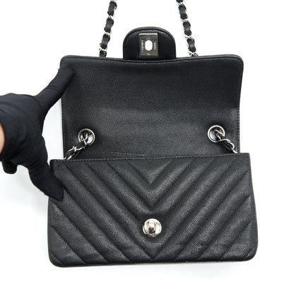 Chanel Chevron Mini Rectangular Flap Bag Caviar Black