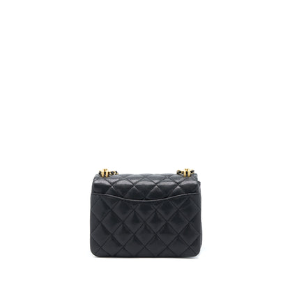 Chanel 22K Coco First Flap Bag Grained Calfskin Black  (Microchip)