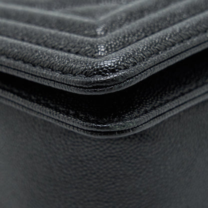 Chanel Medium Boy Chevron Caviar Black L