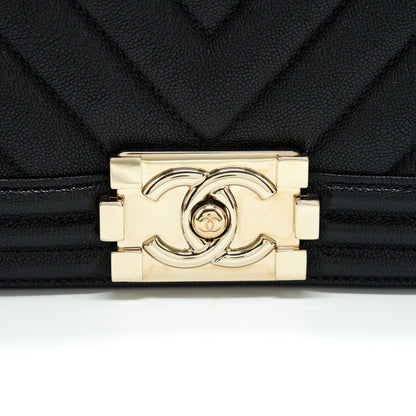 Chanel Medium Boy Chevron Caviar Black L