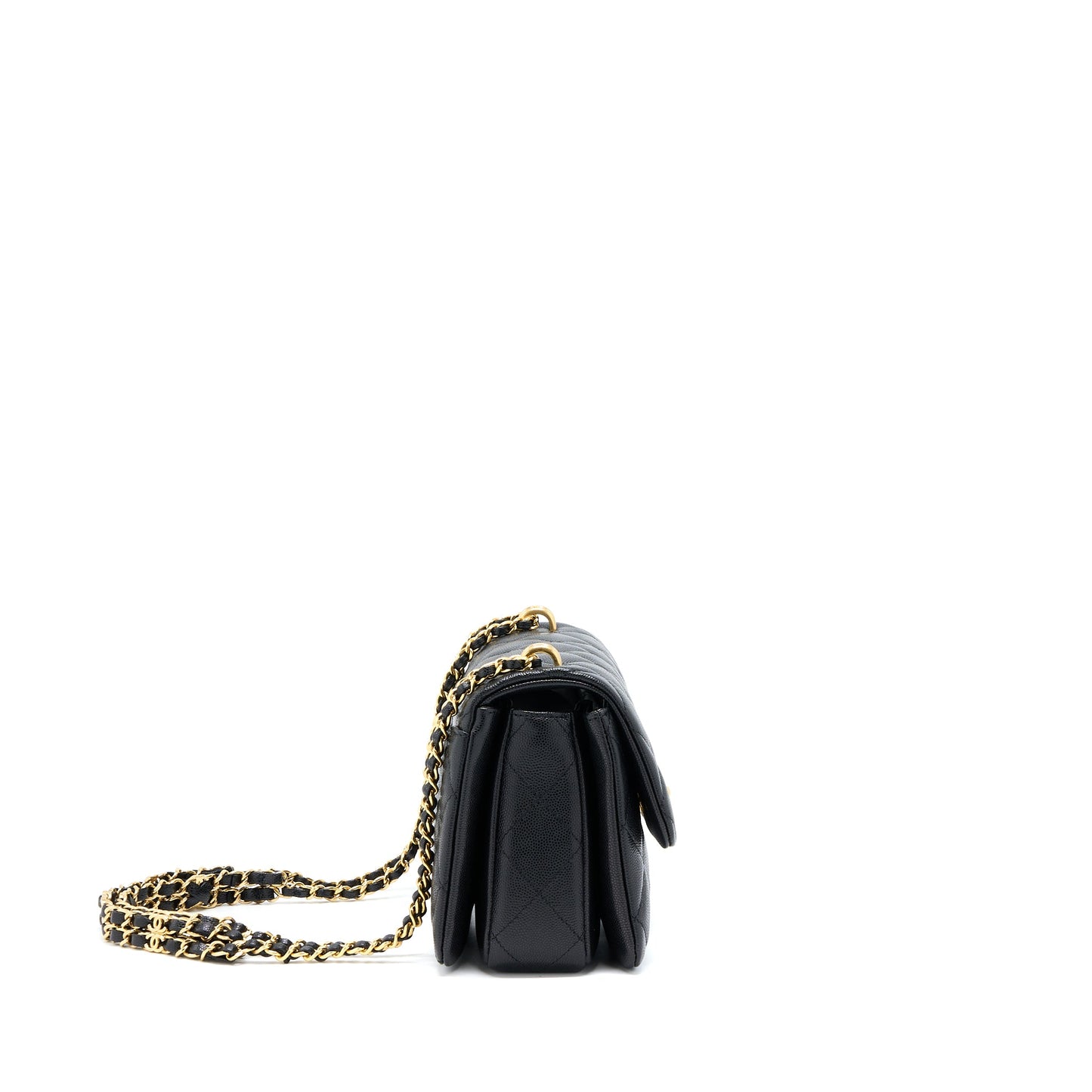Chanel 22K Coco First Flap Bag Grained Calfskin Black  (Microchip)