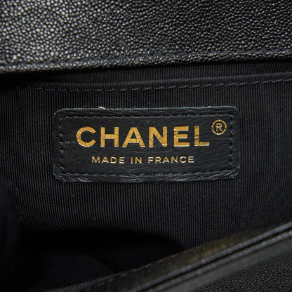 Chanel Medium Boy Chevron Caviar Black L