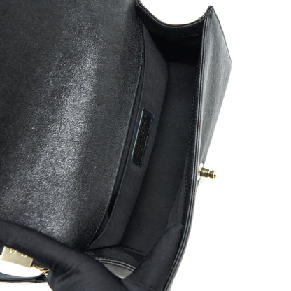Chanel Medium Boy Chevron Caviar Black L