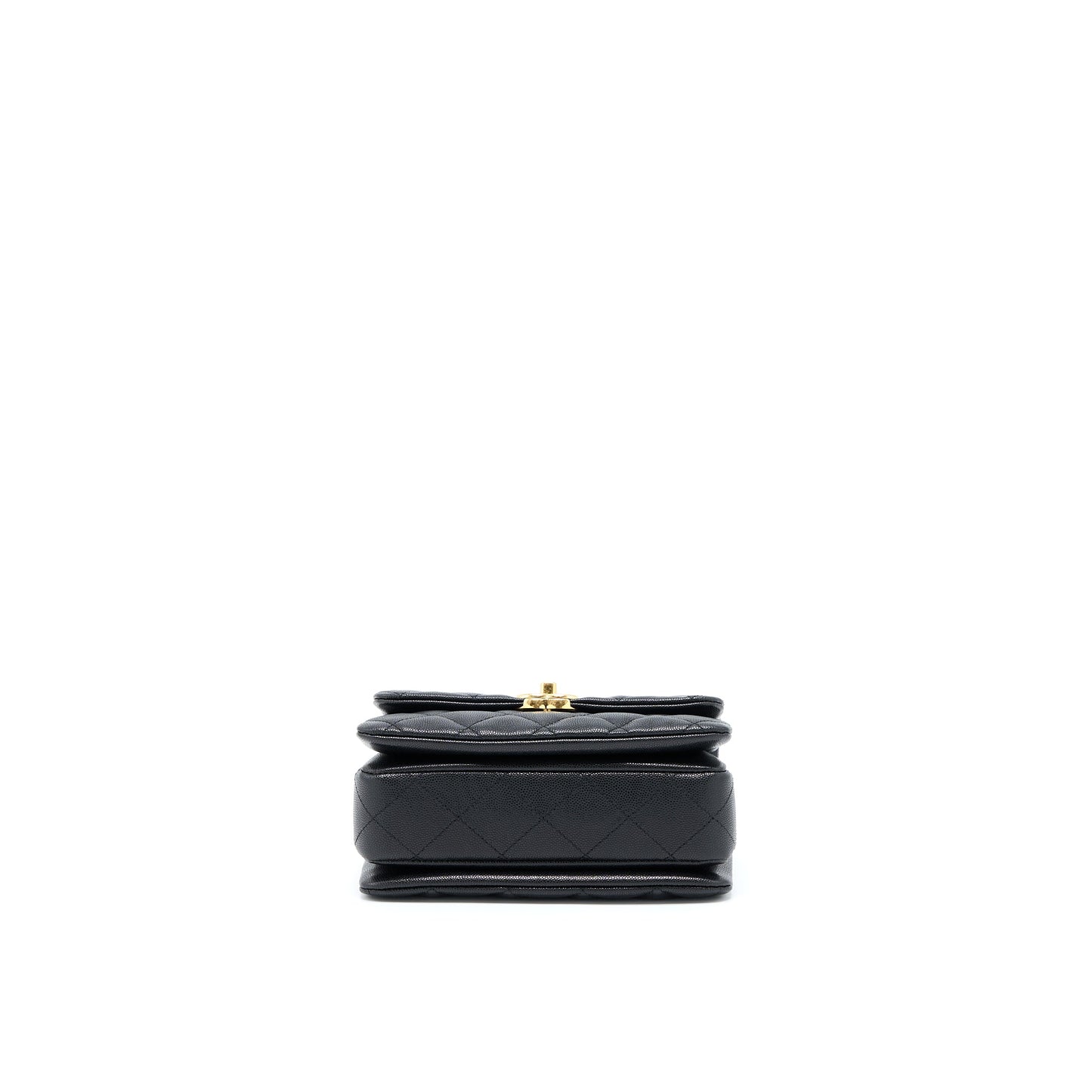 Chanel 22K Coco First Flap Bag Grained Calfskin Black  (Microchip)
