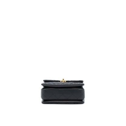 Chanel 22K Coco First Flap Bag Grained Calfskin Black  (Microchip)