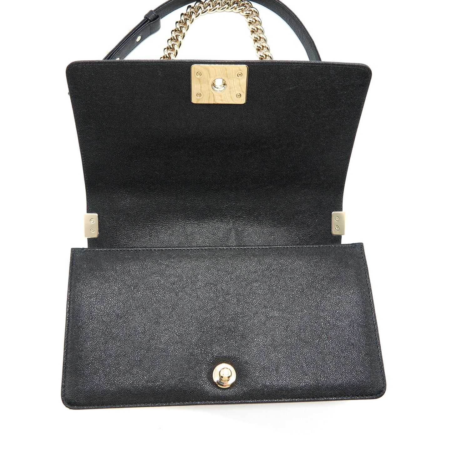 Chanel Medium Boy Chevron Caviar Black L