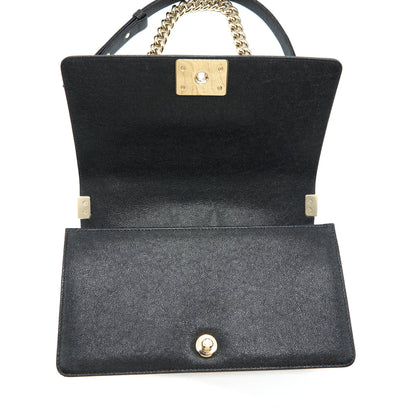 Chanel Medium Boy Chevron Caviar Black L