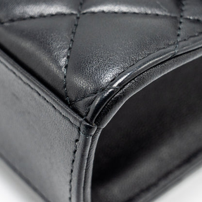 Chanel 22B Top Handle Mini Flap Clutch Lambskin black  (Microchip)