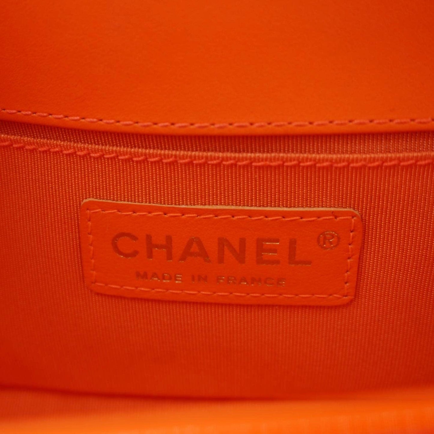 CHANEL Boy Flap Small Quilted Patent Leather Shoulder Bag Orange