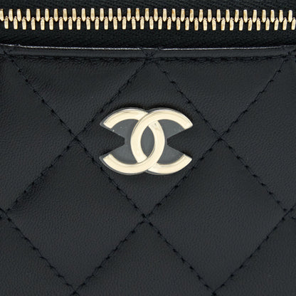 Chanel 22P Top Handle Mini Vanity With Chain And Mirror Lambskin Black L