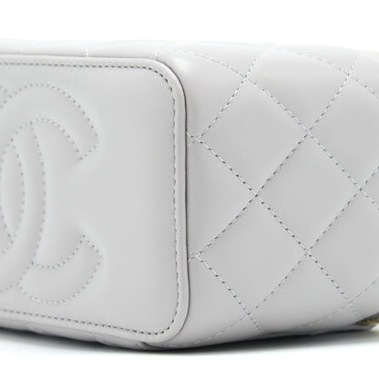 Chanel 22B Pearl Crush Long Vanity With Chain Lambskin Grey