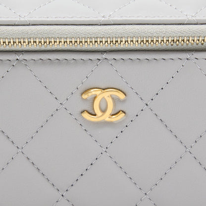 Chanel 22B Pearl Crush Long Vanity With Chain Lambskin Grey