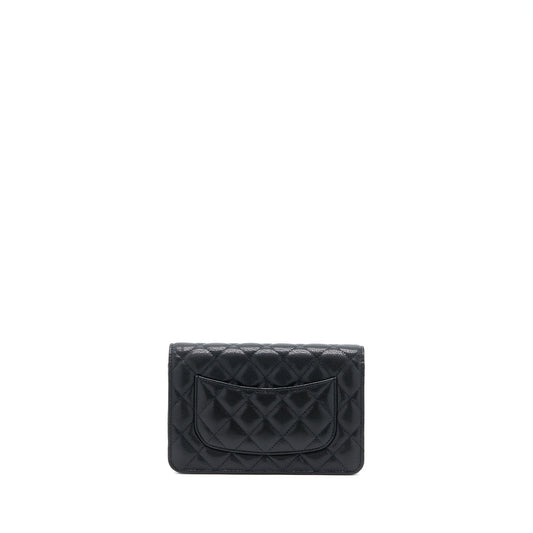 Chanel 22A Twist your button Wallet On Chain Caviar Black  (Microchip)