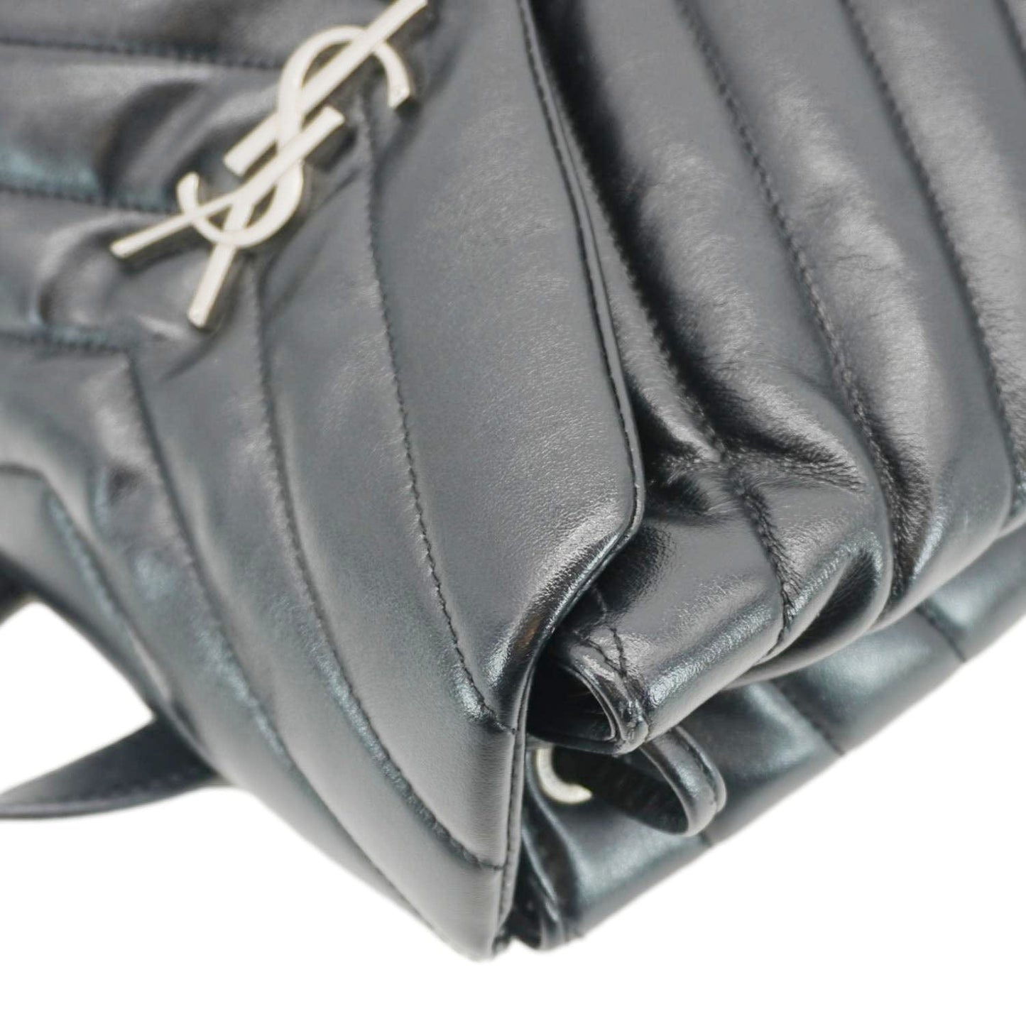 YVES SAINT LAURENT Loulou Small Monogram Calfskin Y Quilted Backpack Black
