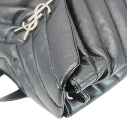 YVES SAINT LAURENT Loulou Small Monogram Calfskin Y Quilted Backpack Black