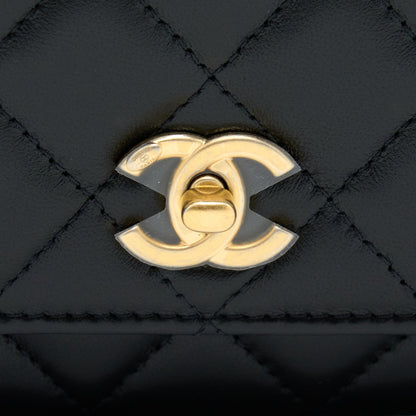 Chanel 22B Pearl Crush Wallet On Chain Lambskin Black  (Microchip)
