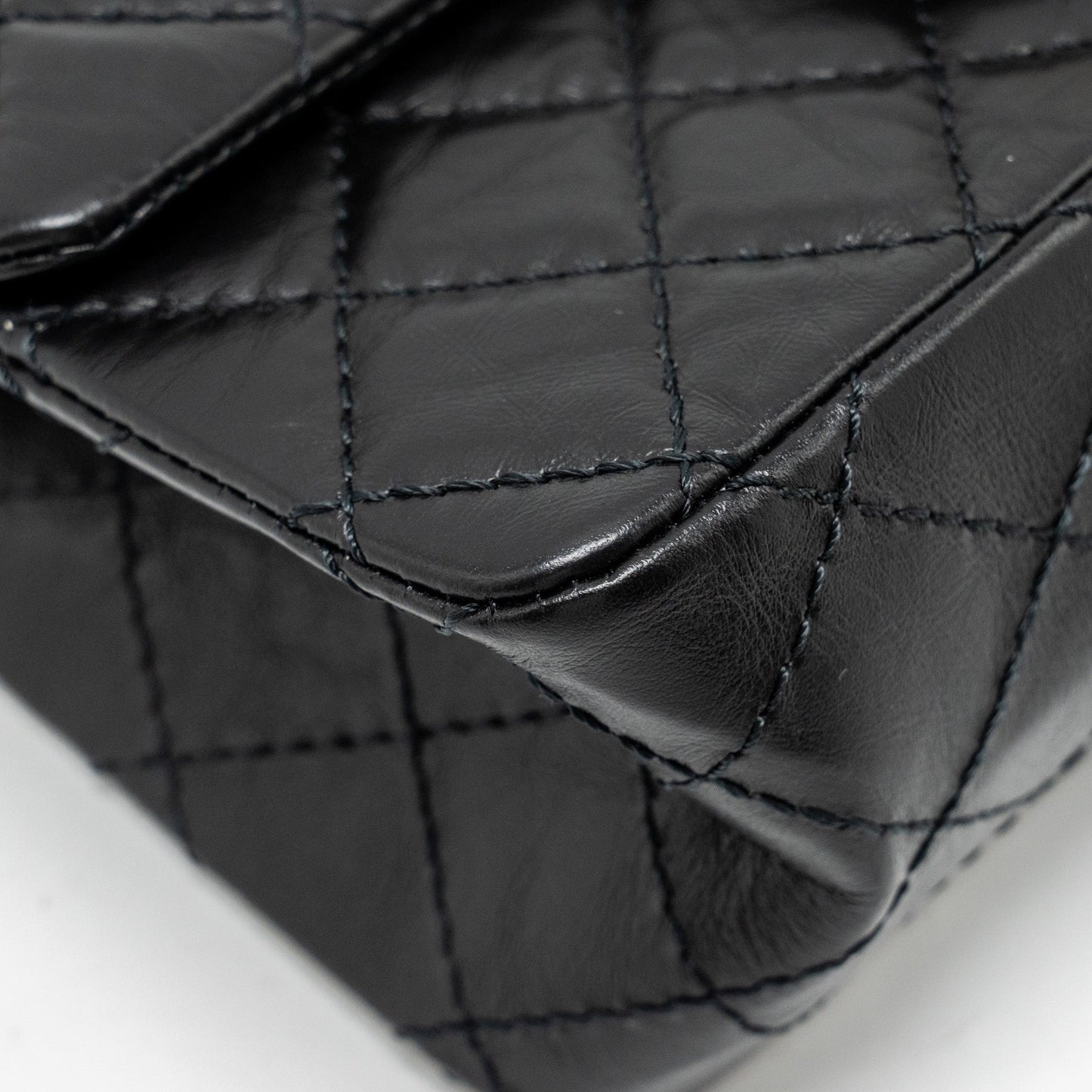 CHANEL Mini 2.55 Reissue Flap Bag Aged Calfskin Black Brushed  (Microchip)