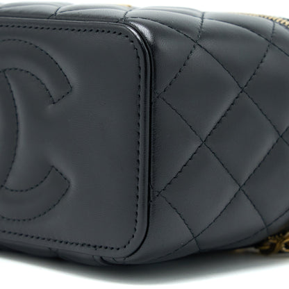 Chanel Long Vanity Detailed Gem Chain Lambskin Black  (Microchip)