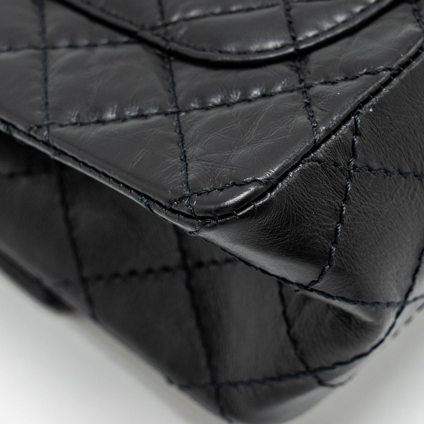 CHANEL Mini 2.55 Reissue Flap Bag Aged Calfskin Black Brushed  (Microchip)