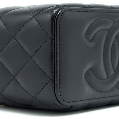 Chanel Long Vanity Detailed Gem Chain Lambskin Black  (Microchip)