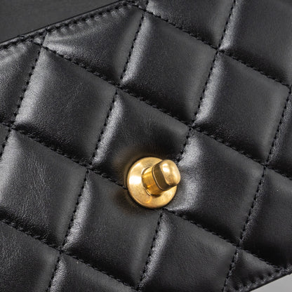 Chanel 24C gold crush mini flap bag calfskin black   (microchip)