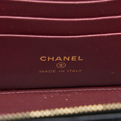 Chanel Long Vanity Detailed Gem Chain Lambskin Black  (Microchip)