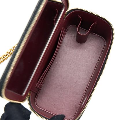 Chanel Long Vanity Detailed Gem Chain Lambskin Black  (Microchip)