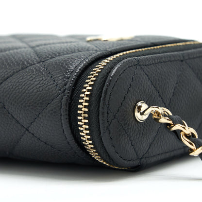 Chanel 22P Vertical Mini Vanity With CC Logo Chain Caviar Black L