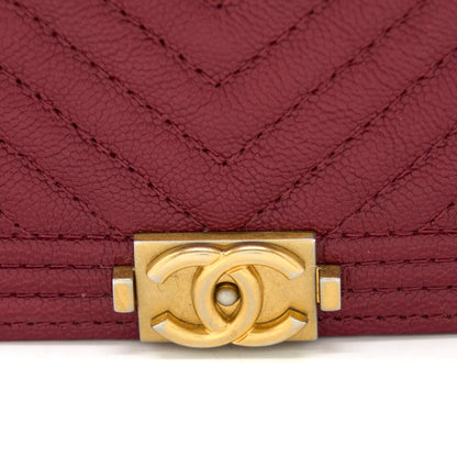 Chanel Boy Wallet On Chain Chevron Caviar Red Brushed