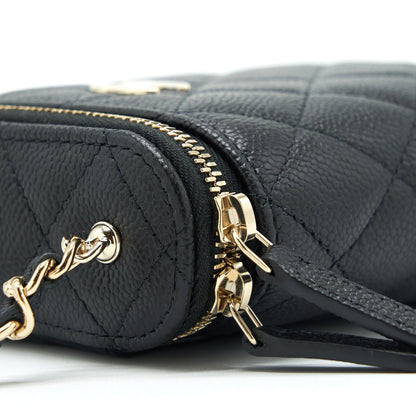 Chanel 22P Vertical Mini Vanity With CC Logo Chain Caviar Black L
