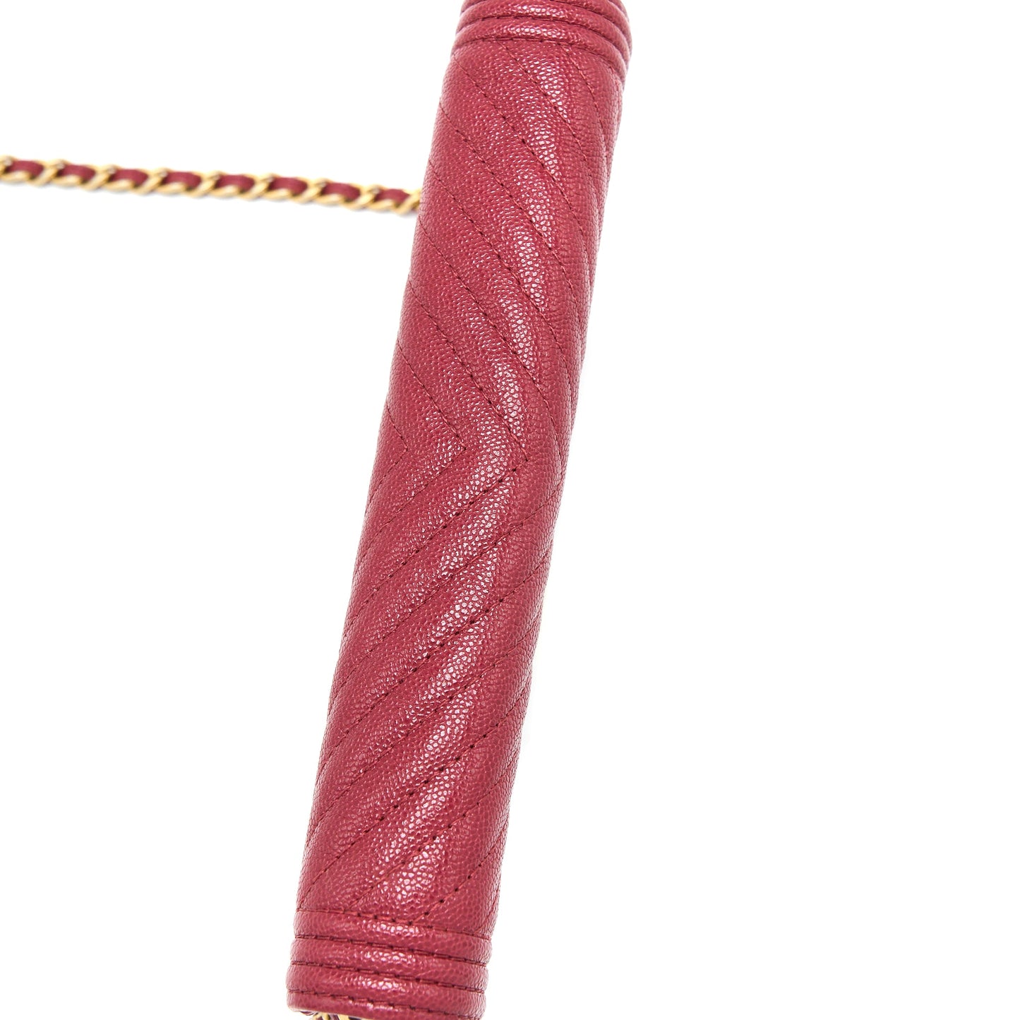 Chanel Boy Wallet On Chain Chevron Caviar Red Brushed