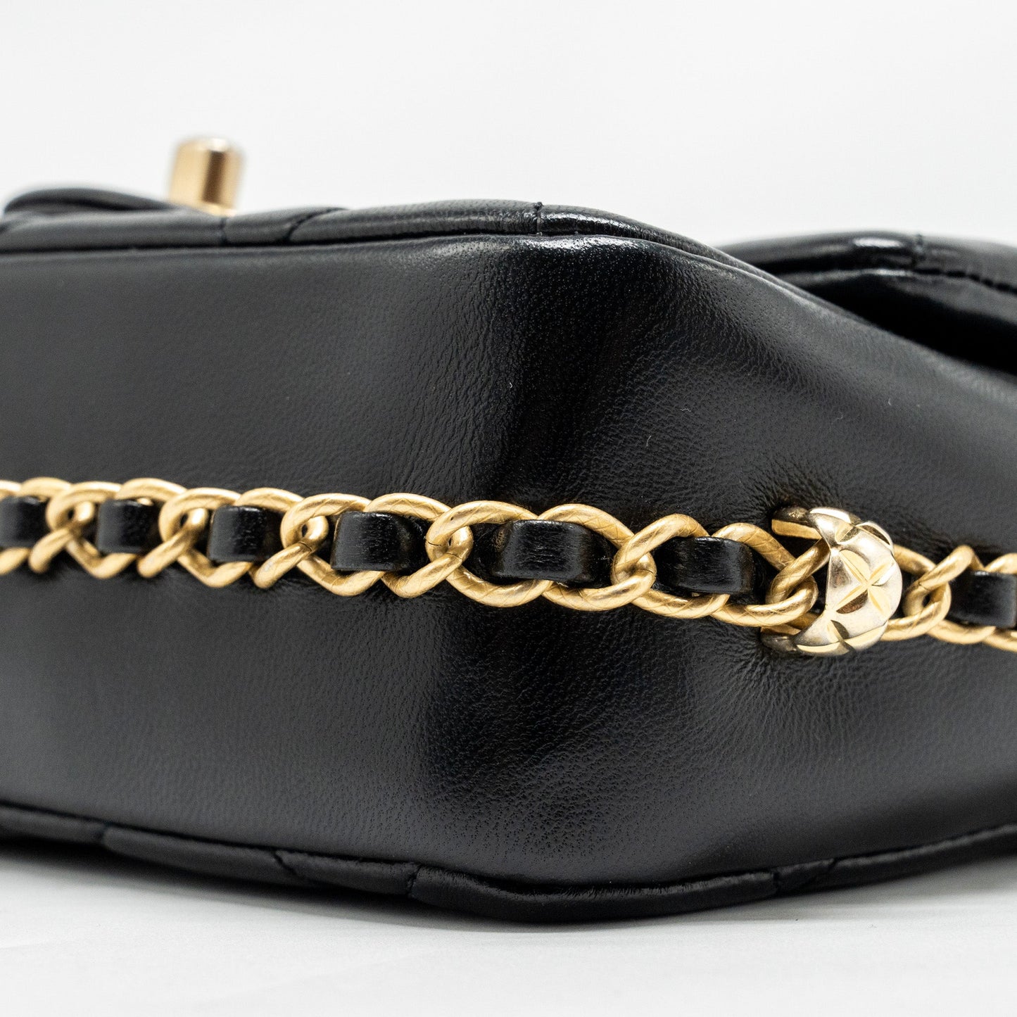 Chanel Mini Coco CC Logo Quilted Flap Bag Lambskin Black  (Microchip)