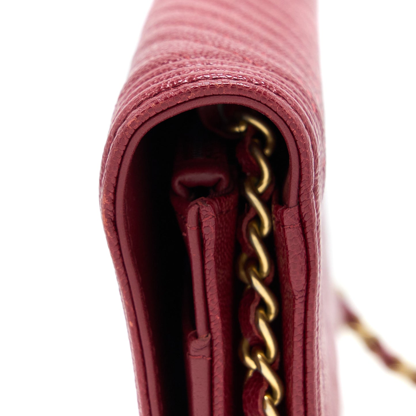 Chanel Boy Wallet On Chain Chevron Caviar Red Brushed