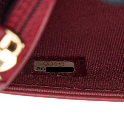 Chanel Boy Wallet On Chain Chevron Caviar Red Brushed