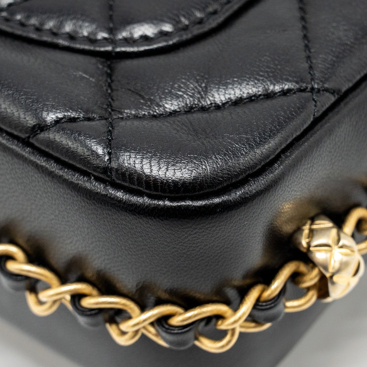 Chanel Mini Coco CC Logo Quilted Flap Bag Lambskin Black  (Microchip)