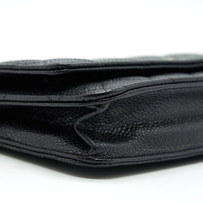 Chanel Caviar Wallet On Chain Black