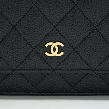 Chanel Caviar Wallet On Chain Black